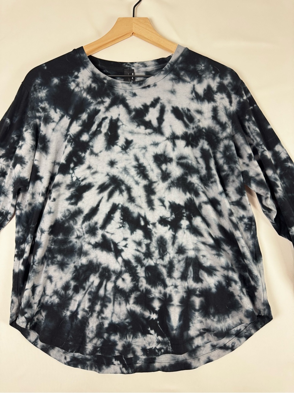 Bobi Los Angeles NWT Navy Blue White Tie Dye Long Sleeve Tee Size L